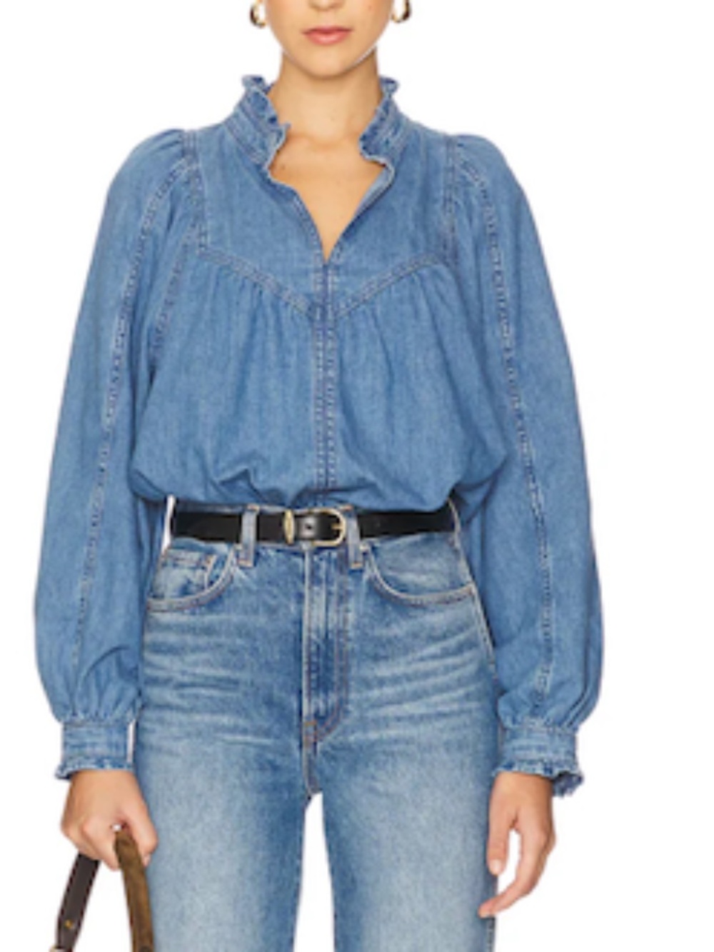 ba&sh 100% cotton soft denim blouse